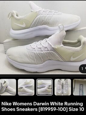 NEW Nike Womens Darwin White Running Shoes Sneakers [819959-100] S